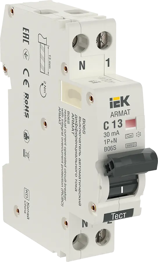 ARMAT АВДТ B06S 1P+NP C20 30мА тип A (18мм) IEK купить