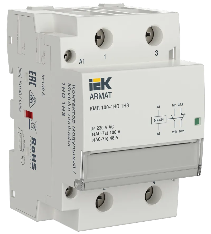 ARMAT Контактор модульный KMR 100А 24В AC/DC 2НО IEK купить