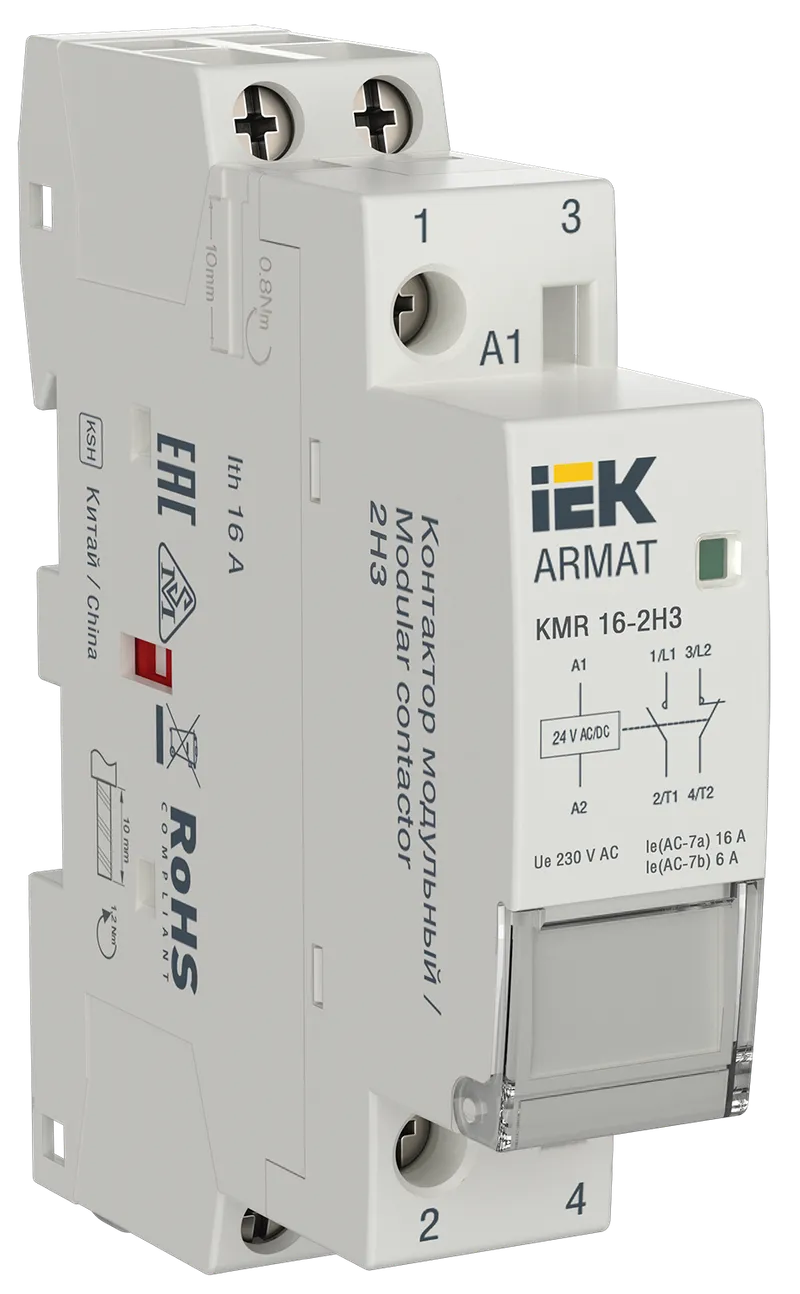 ARMAT Контактор модульный KMR 16А 24В AC/DC 1НО 1НЗ IEK купить