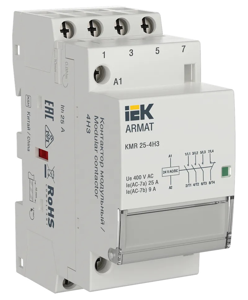 ARMAT Контактор модульный KMR 25А 24В AC/DC 4НЗ IEK купить