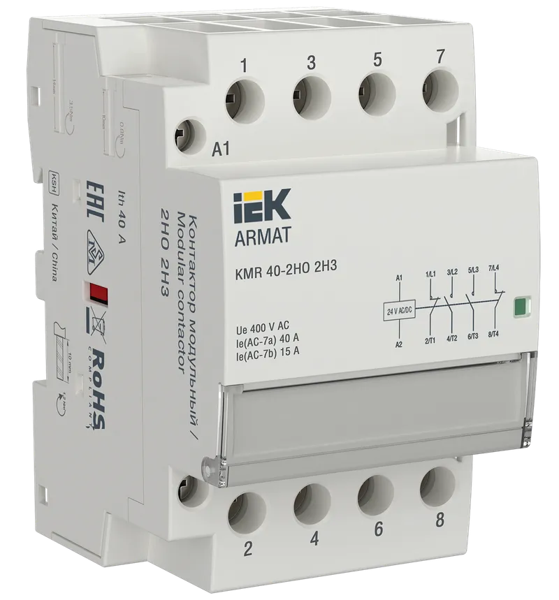 ARMAT Контактор модульный KMR 40А 24В AC/DC 4НО IEK купить