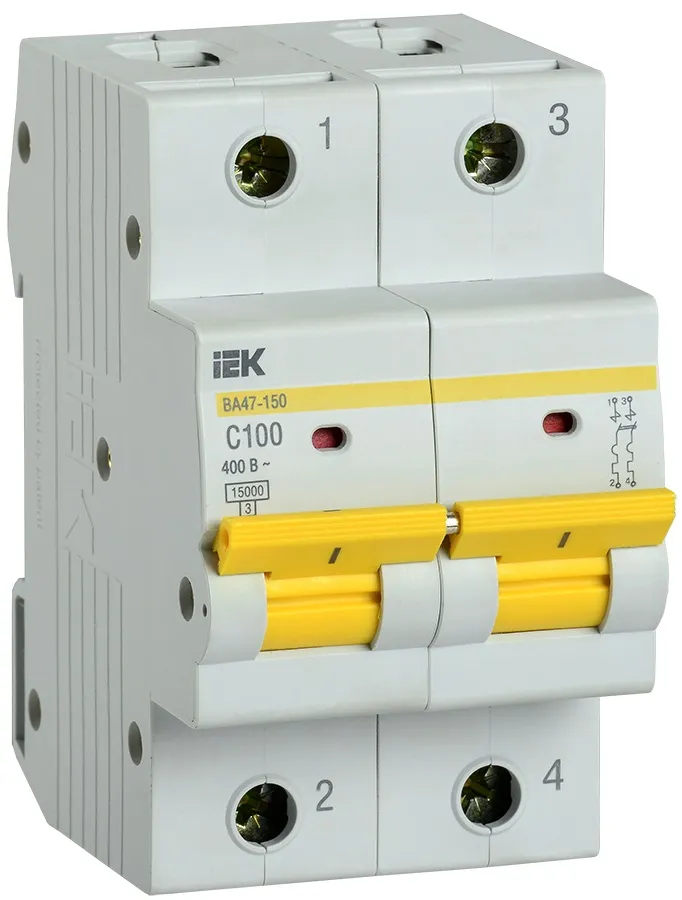 Авт. выкл. ВА47-150 2Р 100А 15кА х-ка C IEK MVA50-2-100-C