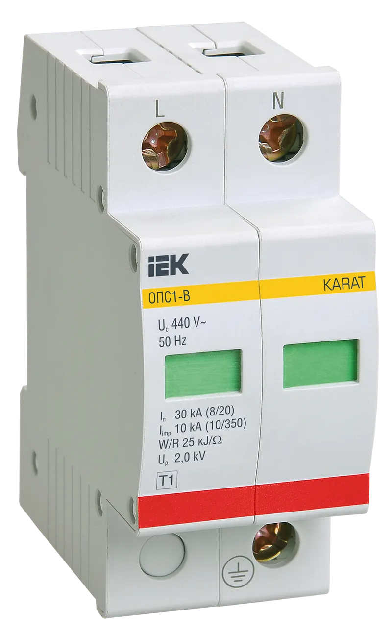 Ограничитель импульсных перенапряжений ОПС1-C 2P In=20kA Un=400B Im=40kA IEK купить